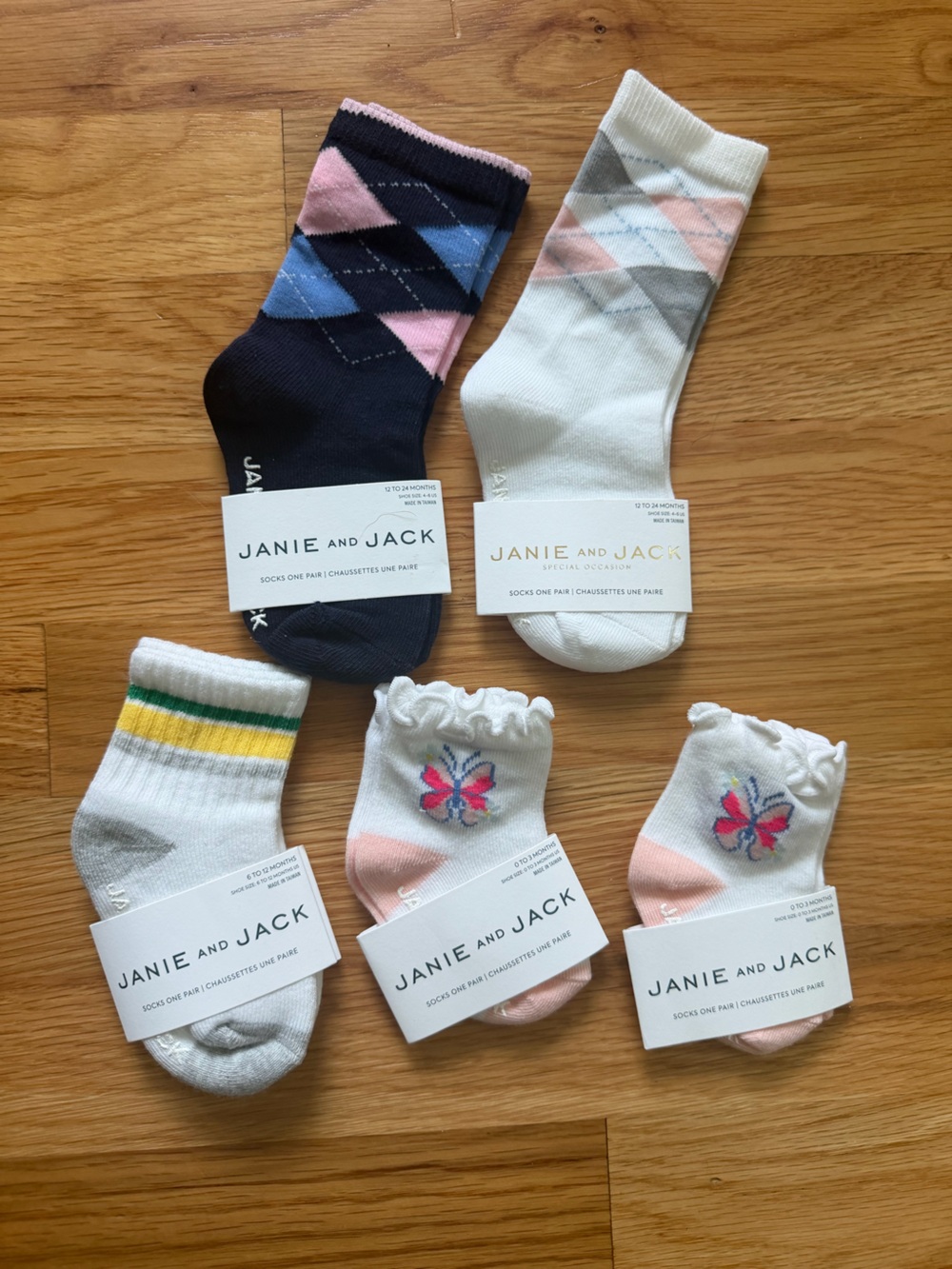Janie and Jack Sock Lot - Navy, White, Pink, Gray, Yellow